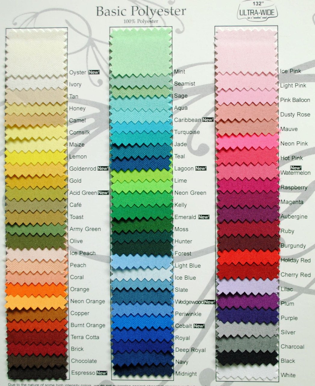 75D fabric color swatch card